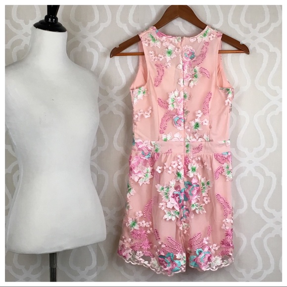 Pink and Floral Embroidery Romper - Picture 6 of 8